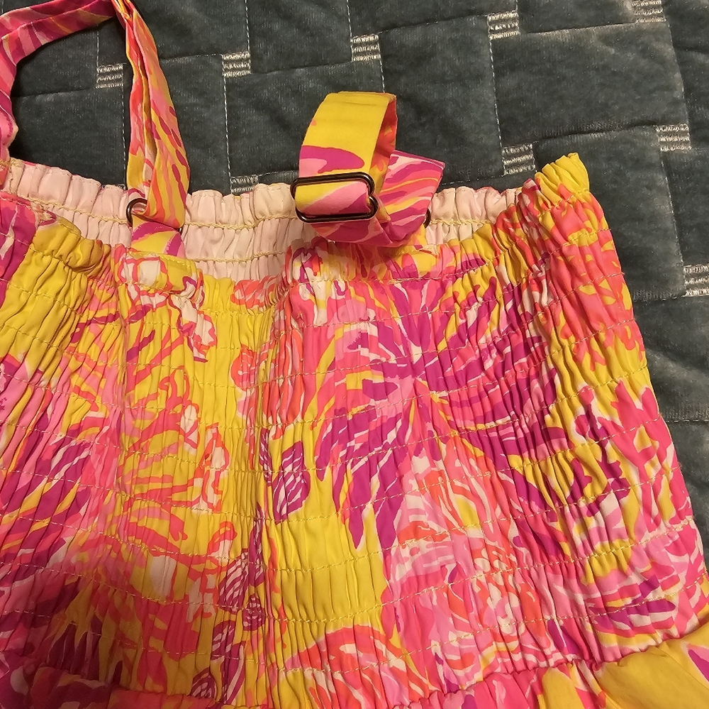 Lilly Pulitzer Girls Pink & Yellow Tiered Sundress | Girls Large - Picture 4 of 5